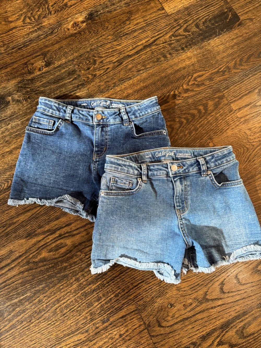 Cat & Jack Distressed Denim Cutoff Shorts - Dark & Light Blue
